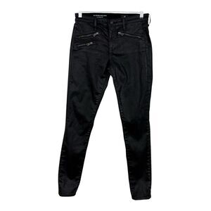 AG Jeans The Legging Ankle Moto Size 26R Super Skinny Black Coated Faux Leather